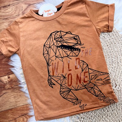 Conj. Camiseta Wild One e Bermuda em Linho - Ferrugem